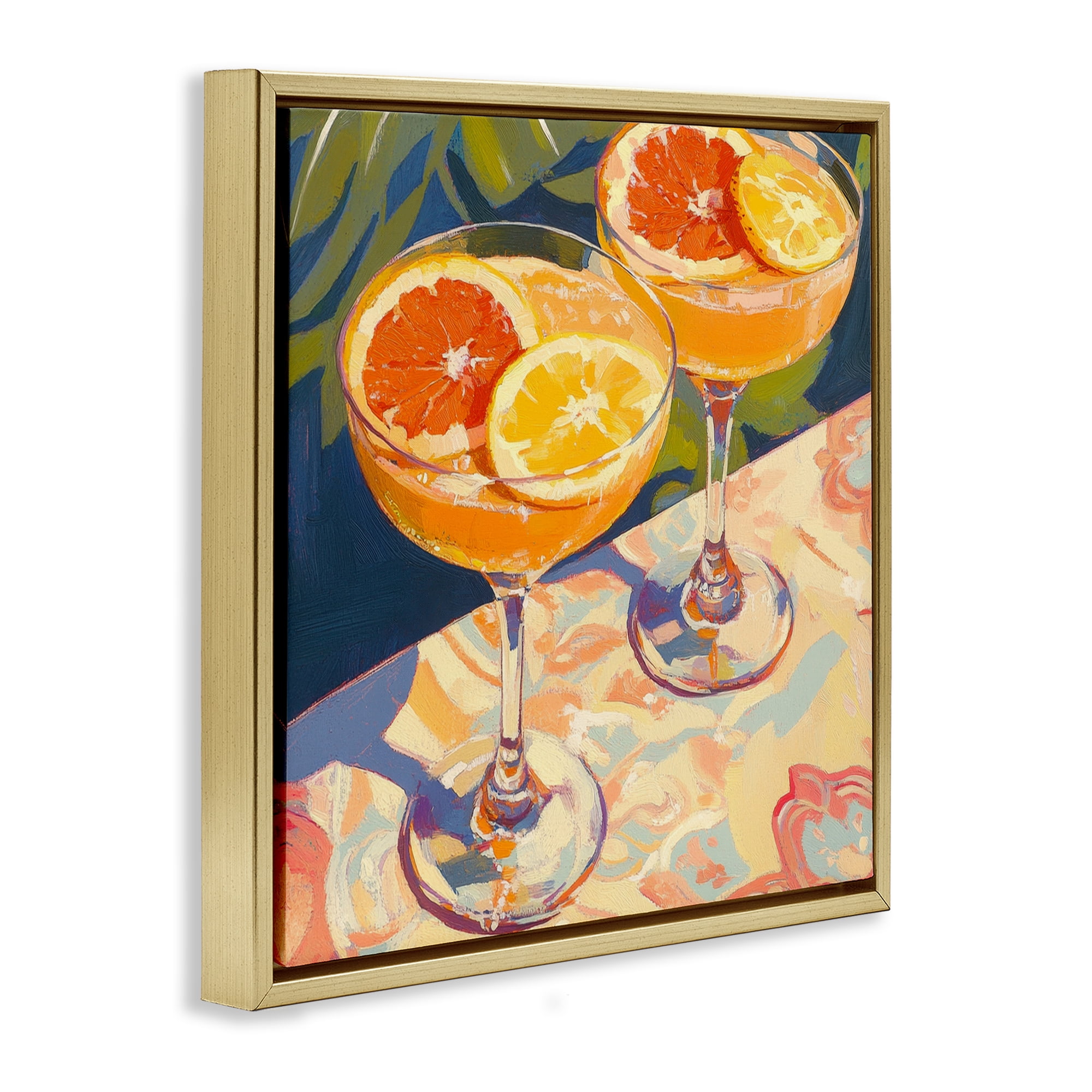 Stupell Industries Fruity Summer Cocktails Gold Framed Floater Canvas Wall Art, design by Petal Prints Design