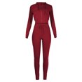thumbnail image 3 of Itsame Tops and Pants Activewear Set Womens Sweatsuits 2pcs Sets Long Sleeved Solid Color V-neck Women Athletic Outfit Sets Wine Size L, 3 of 7