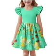thumbnail image 2 of Spazoro Kids Girls Dresses, with Gradient Color Flutter Sleeves 2025 New Style Round Neck Princess Dress for Child Girls Green Size 3 T, 2 of 6