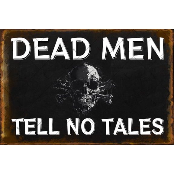 Noete Pirate Crossbones Metal Tin Sign 12x16 Inches Vintage Wall Decor for Bar, Man Cave & Halloween, Retro Skull Design with Edgy Gothic Quotes