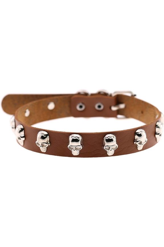 Womens Gothic Punk Skull PU Leather Choker Collar Necklace NightClub Neck Accessories Adjustable