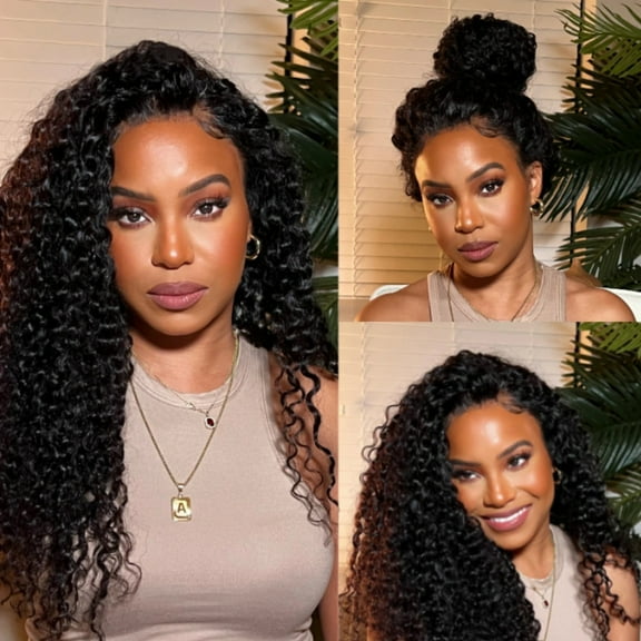 DOPI Deep Wave Lace Front Wigs Human Hair 13x4 HD Lace Frontal Wigs 180% Density Glueless Pre Plucked with Baby Hair Deep Wave Wig for Women Brazilian Human Hair Natural Color 18 inch