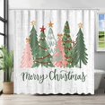 thumbnail image 2 of Merry Christmas Shower Curtain 72" x 72" Christmas Trees Home Bathroom Decorations Santa Xmas Pine Trees Bathtub Curtain Set with 12 Hooks, 2 of 6