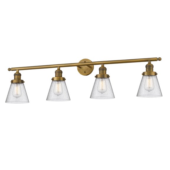 Innovations 4-LT LED Small Cone 42.25" Bathroom Fixture - Brushed Brass - 215-BB-G64-LED