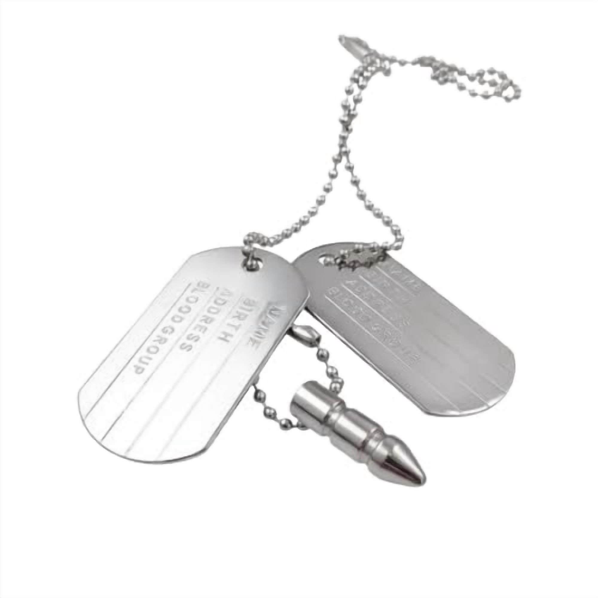 Military Dog Tag Pendant Necklace Bullet Pendant Necklace Army Style Dog Tag Necklace Men Pendant Necklace Fashion Jewelry Gift Necklace for Men