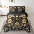 thumbnail image 2 of Feelyou Cartoon Bee Bedding Comforter Set 7pcs, Yellow Flower Botanical King Bedding Sets, 2 of 8