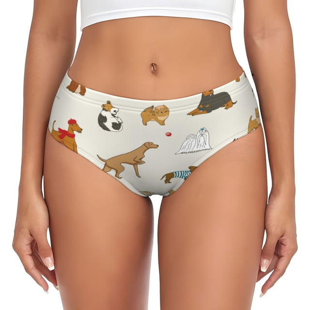 Balery Dogs Funny Pets Ropa Interior de Algodón para Mujer con Dibujo – Braguitas Cómodas y Elásticas, Estilo Clásico-X-Small