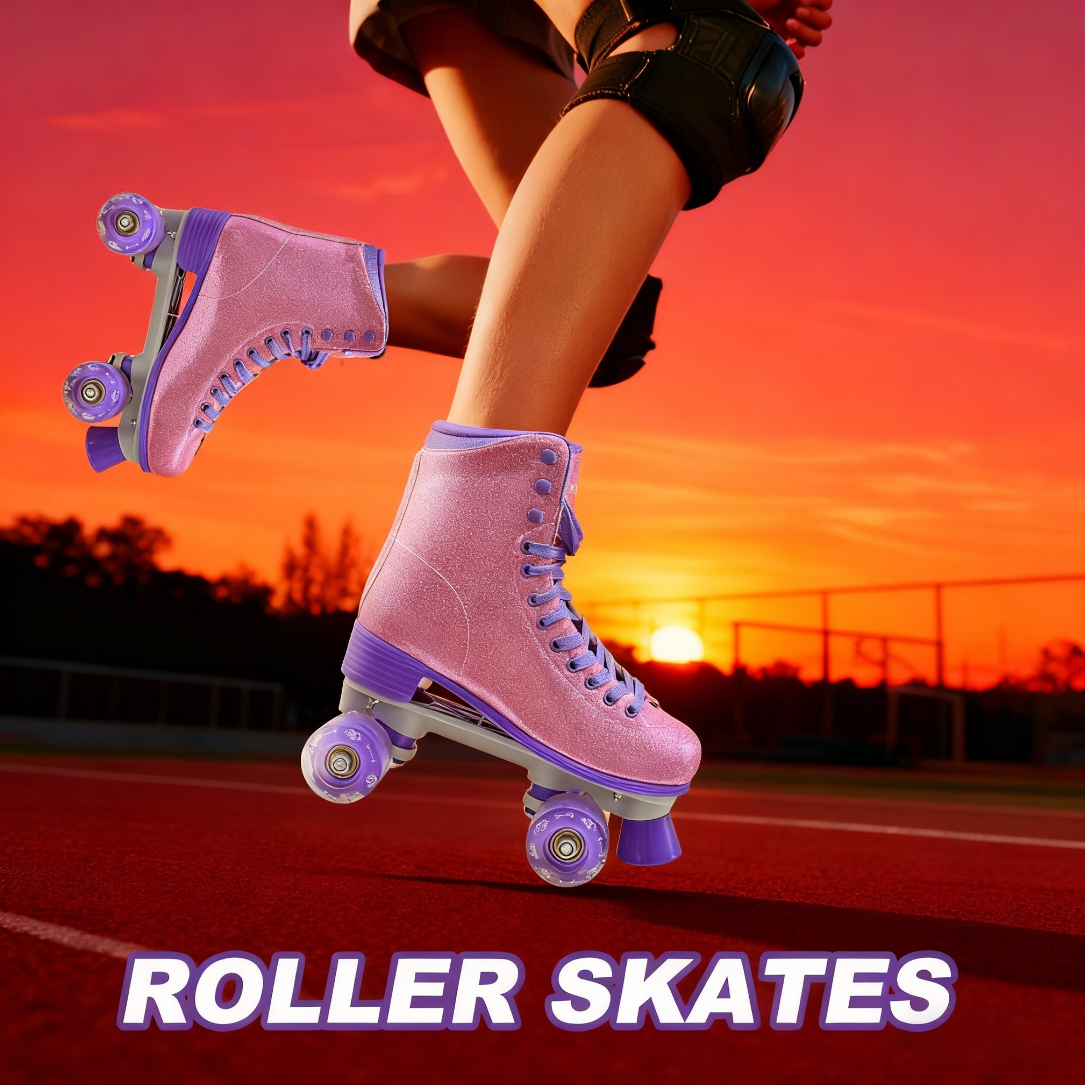 JZY High-Top Quad Roller Skates for Women & Teens,Light-Up Wheels & PU Leather Design for Indoor & Outdoor Use