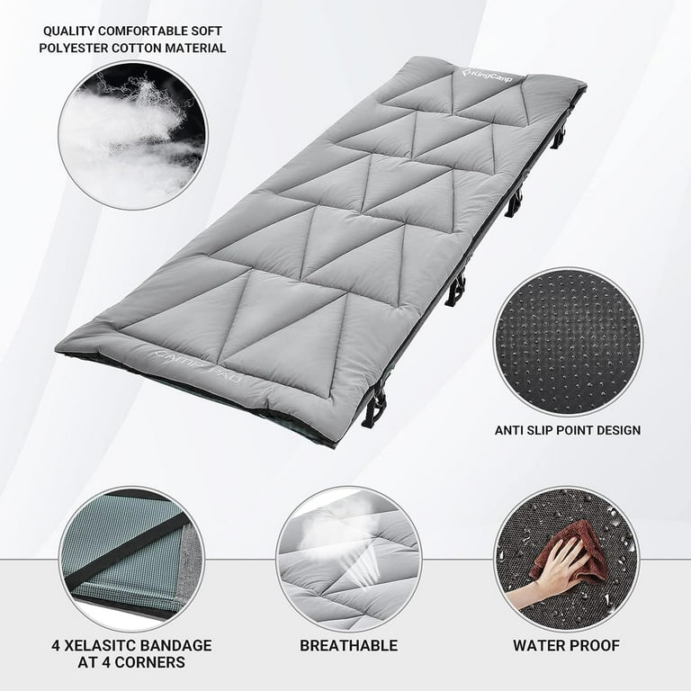 KingCamp Camping Sleeping Cot Mattress Pads for Adult Outdoor Camping Hiking Cot Grey 74.8L x 25.2W 1.61LBS