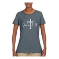 thumbnail image 2 of Wild Bobby John 3:16 Cross Inspirational/Christian Women Graphic Tee, Charcoal, Medium, 2 of 5
