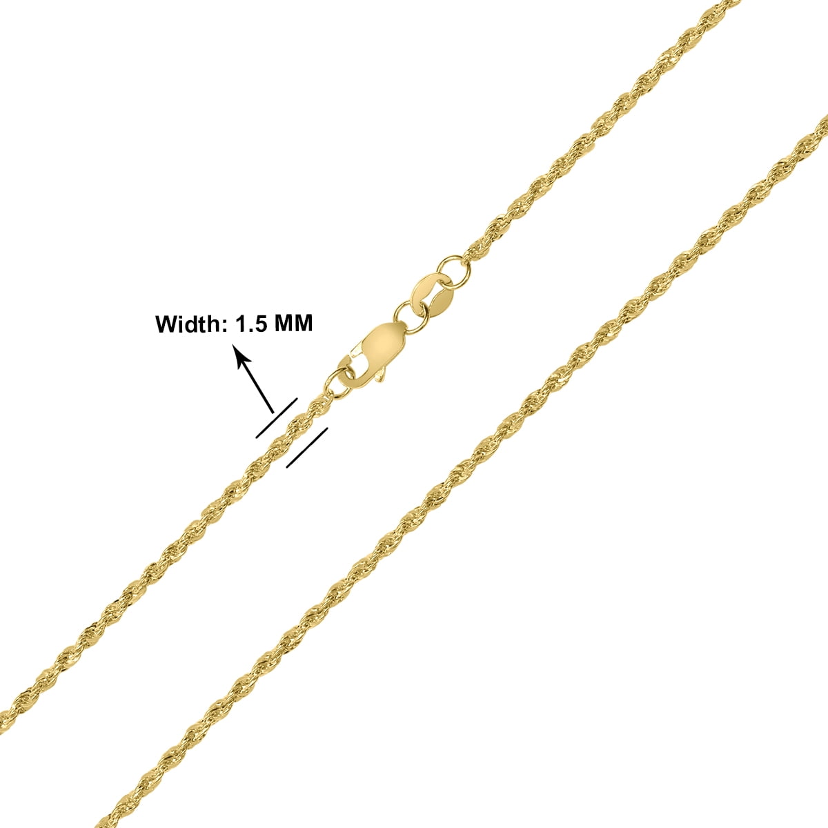 10K Yellow Gold 1.5MM Sparkle Rope Chain With Lobster Clasp - 16 Inch