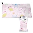 thumbnail image 1 of YFYANG Adult Microfiber Portable Travel Towel, Pink Plant Line Art Quick Dry Towel with Hiking Buckle PVC Pouch, 16" x 31.5", 1 of 6