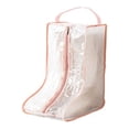 thumbnail image 1 of keepw PVC Boot Storage Bag Portable Transparent Waterproof Moistureproof Protective Lifting Handle Shoe Organizer Accessories Pink Short, 1 of 1