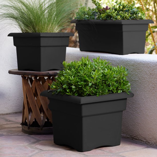 Bloem 14-in Veranda Square Deck Box Black - Walmart.com