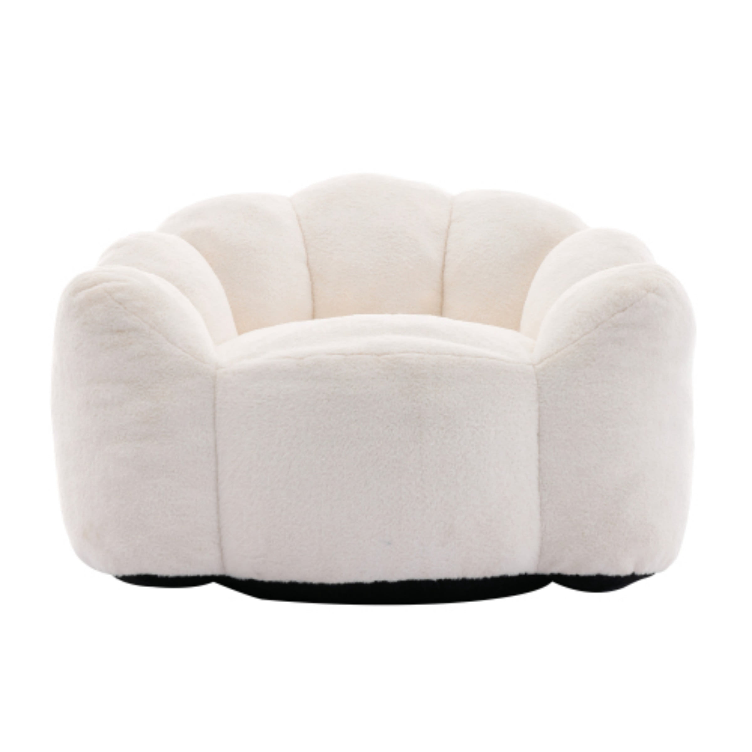 Lotus Bean Bag Sofa Chair for Adults, Memory Foam Lounge Chair with Pull Ring, Lazy Floor Sofa for Living Room Bedroom, White
