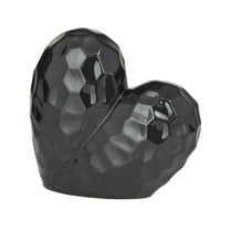 8" x 8" Black Porcelain Ceramic Dimensional Angled Origami Inspired Heart Sculpture, by DecMode