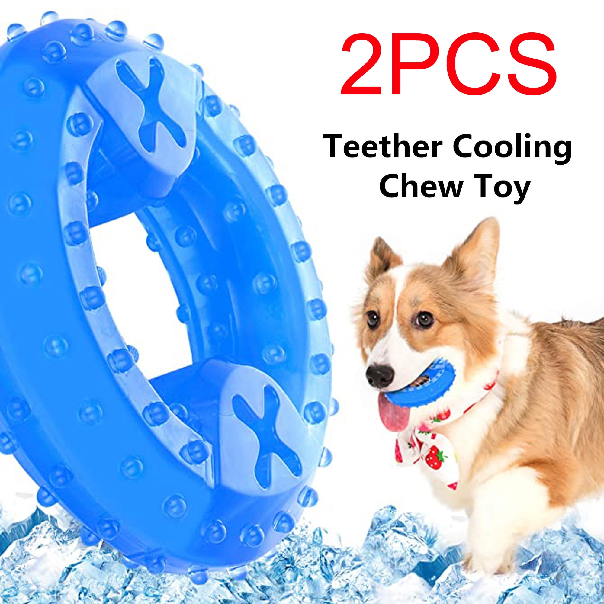 Dog Toy Icy Bone Fill & Freeze Blue Ice Cooling Heavy Duty Chew