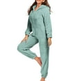 thumbnail image 5 of WMTBSRSW Women's Fuzzy Fleece Onesie Half Zip One Piece Pajamas with Cute Bear Ear Hood Winter Warm Long Sleeve Onesie Pajamas Jumpsuit Sleepwear, 5 of 7