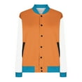thumbnail image 6 of Otntypg Lightweight Striped Color Block Bomber Jackets for Women Casual Drop Shoulder Long Sleeve Button Down Varsity Cardigan Outwear Coats Trendy Pocket Baseball Sweatshirts Orange#03 L, 6 of 8