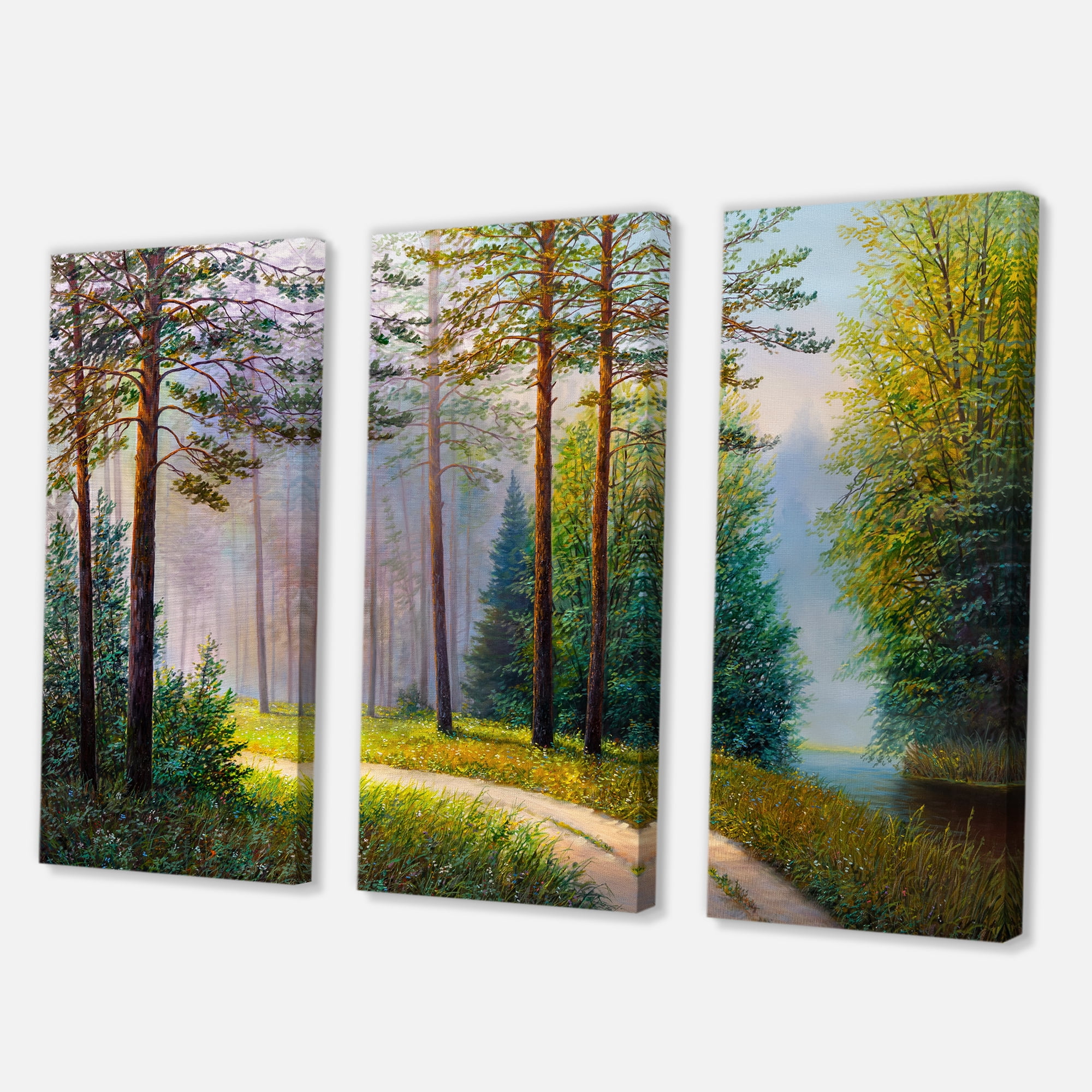 Designart ' Subtle Sunset Light Through The Trees II ' Lake House Canvas Wall Art Print