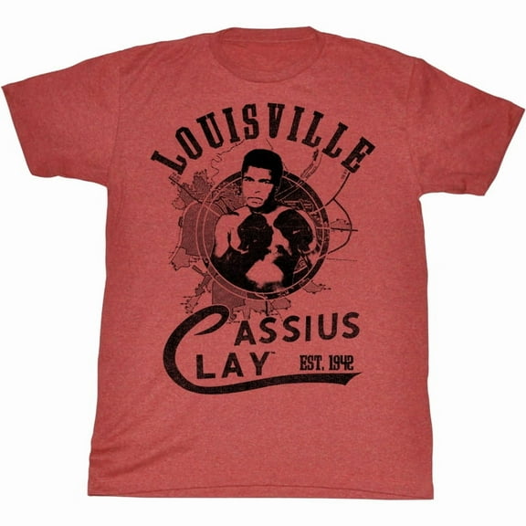 Muhammad Ali Cassius Clay Louisville Men's T Shirt (RedHeather, AdultXL)