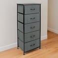 thumbnail image 2 of 5 Drawer Dresser Storage Vertical Tower Organizer Bedroom Nightstands Steel Frame, Grey, 2 of 8