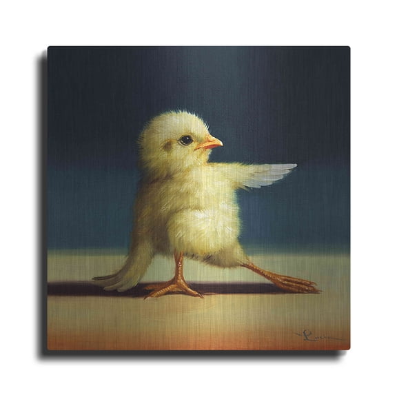 Luxe Metal Art 'Yoga Chick Bend Knee' by Lucia Heffernan, 12"x12"