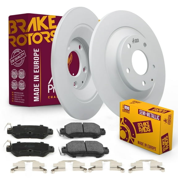 Metrix Premium Chassis Parts - Rear Semi-Metallic Disc Brake Pad Set & Solid Brake Rotor Kit Fits 2013-2015 Mazda CX-5, Made in Europe