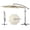 Beige White Stripe, variant on 10FT Blueolefin Offset Cantilever Patio Umbrella, Infinite Tilt UV Water Repellent Canopy with Cross Base for Yard Garden Deck Outdoor Shade
