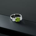 thumbnail image 3 of Gem Stone King 925 Sterling Silver Green Peridot and Lab Grown Diamond Engagement Ring for Women | 3.45 Cttw | Cushion 8MM | Gemstone August Birthstone | Size 5, 3 of 5