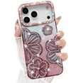 thumbnail image 5 of for iPhone 17 Pro Max Case, Shockproof Bling Diamond Glitter Sparkle Rhinestone 3D Floral Pattern Cute Clear Soft TPU Silicone Case Plating Cover for Gilrs Woman for iPhone 17 Pro Max, Pink, 5 of 9