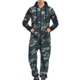 thumbnail image 2 of Traje inelástico de bolsillo suelto de una pieza con cremallera de camuflaje con capucha informal para hombre Pompotops oipoqjl29280, 2 of 9