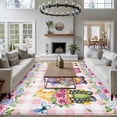 thumbnail image 3 of Spring Gnomes Area Rugs 6'x9', Washable Small Throw Rugs for Kitchen Dining room, Botanical Flowers Leaf Pink Buffalo Check Indoor Outdoor Rug Non-Slip Low Pile Carpet Runner Reversible Floor Mats, 3 of 8