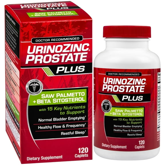 Urinozinc Plus Prostate Supplement with Beta Sitosterol & Saw Palmetto Reduce Frequent Urination, 120 Count