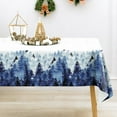 thumbnail image 3 of Christmas Tablecloth Watercolor Forest Xmas Tree Blue Table Cover 60 x 102 Inch Winter Woodland Rectangle Picnic Table Cloth for Party Supplies Table Decoration, 3 of 7