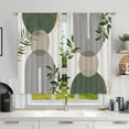 thumbnail image 4 of Sage Green Boho Kitchen Curtains for Bedroom 27.5Wx39H Inch Rod Pocket Mid Century Modern Abstract Gold Leaves Sun Minimalist Geometric Arch 2 Panels Window Treatment Set for Living Room Decor, 4 of 5