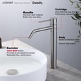 thumbnail image 4 of Grifo para lavabo JXMMP, níquel cepillado, acero inoxidable, 4 of 7
