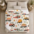 thumbnail image 5 of Harvest Tractors with Sunflowers and Hay Wagons, Cheerful Cartoon Style for Tractor Lovers, Cozy Autumn Farm Scene, Flannel Blanket for Kids Room and Playroom, Christmas Gift and Farm Home Decor, 5 of 9