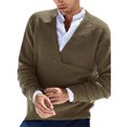 thumbnail image 2 of ZKCCNUK Fashion Solid Color V-neck Men's Sweater Bottoming Sweater Knitwear on Clearance, 2 of 3