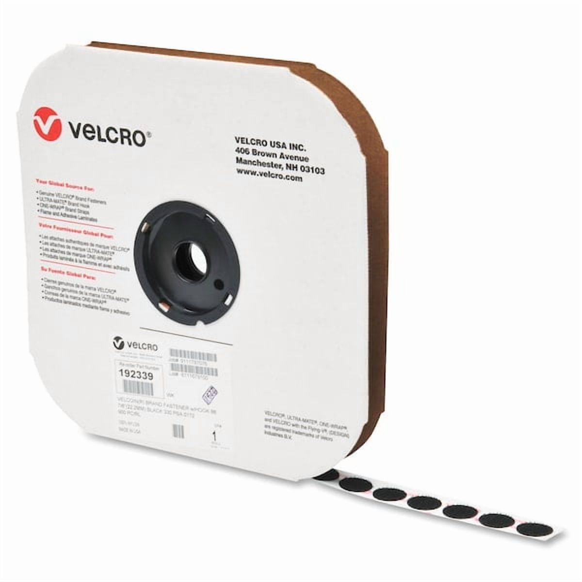 Reclosable Fastener, Disc, Acrylic Adhesive, 3/4 in, Black, 1028 PK 192318