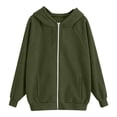 thumbnail image 4 of FASHOFT Zip Up Hoodies for Girls Loose Fit Long Sleeve Hooded Sweatshirts Lightweight Track Jackets Army Green 3-5 Years, 4 of 4