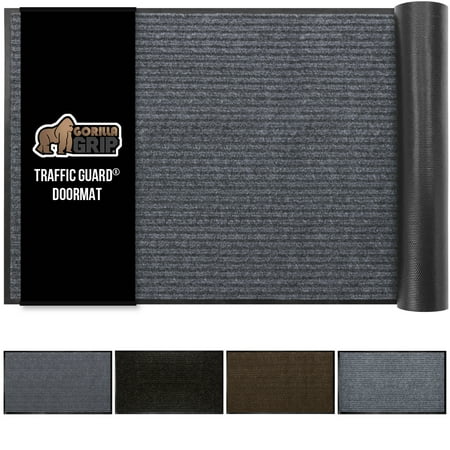 GORILLA GRIP Door Mat, Waterproof, Traffic Guard Commercial Office Doormat, 35x23, Gray