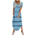 thumbnail image 1 of Vestidos de Verano de Mujer Casual Cuello Redondo Bolsillos de Manga Corta Impresión Vestido Largo, Vestido Ligero de Poliéster para Diario, Fiesta Y Primavera, 1 of 6
