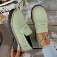 thumbnail image 4 of Penny Loafers for Women Round Toe Classic PU Leather Slip on Dressy Shoes Lug Sole Low Heel Business Casual Shoes Light Green Size 7, 4 of 7