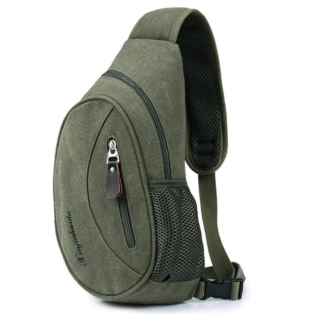 Men Sling Bag Canvas Casual Multipurpose Chest Bag Sling Backpack for Cycling