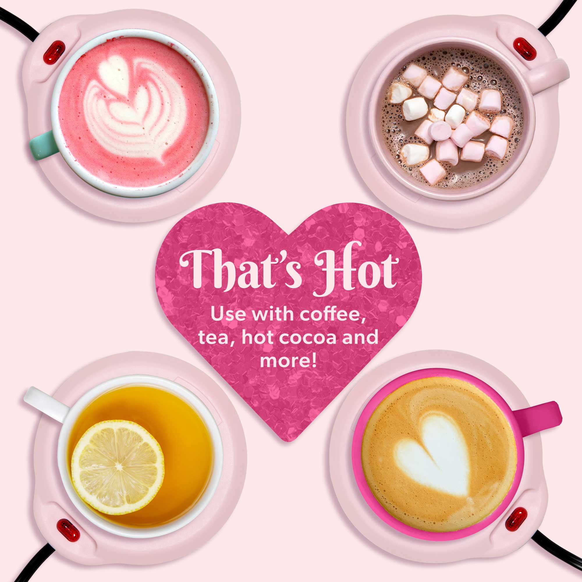 Paris Hilton Electric Mug Warmer, Portable Beverage Warmer, Pink