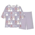 thumbnail image 2 of Piuwrlz Kids Outfit Set for Girls Summer Short Sets Round Neck Loose Shirt T-Shirt and Shorts Set Purple Size 6 Years, 2 of 9