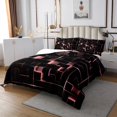 thumbnail image 2 of YST Pink Black Pastel Quilt Set, Geometric Neon Square Bedspread Set King Size For Bedroom, Stereoscopic Geometry Grid Coverlet Set Modern Abstract Bedding Set, 2 Pillow Cases, 2 of 3