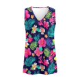 thumbnail image 4 of Jeiento Women's Hawaiian Tropical Shirts Green Leaf Hibiscus Floral Tank Tops Lady Sleeveless V Neck Tshirt Red Flowers Tunic Tops Loose Fit Flowy Pleated Athletic Tee Dressy Summer Clothes,M, 4 of 7