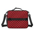 thumbnail image 2 of Red and Black Checkered Pattern Insulated Lunch Bag with Shoulder Strap and Bottle Holder,Bento School Lunch Bag Box,11x9.5x3.5 Inches, 2 of 5